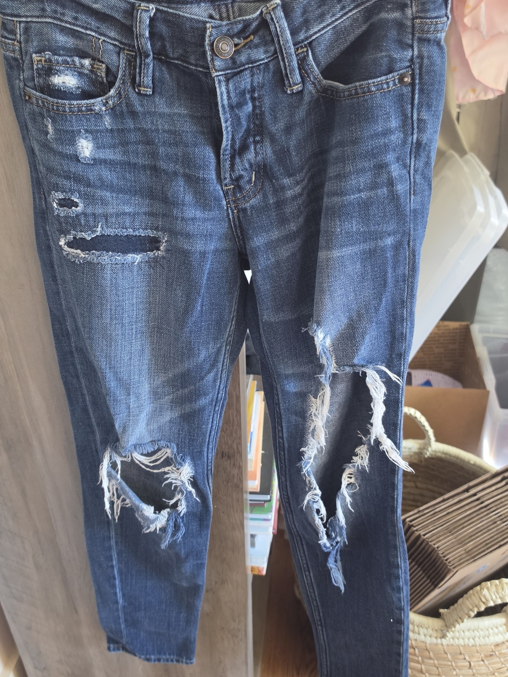 Abercrombie & Fitch Dark Blue Distressed Skinny Jeans